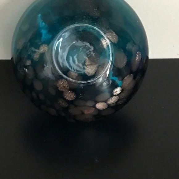 Loetz Art Nouveau Teal With Gold Glitter Vase - Picture 10 of 13